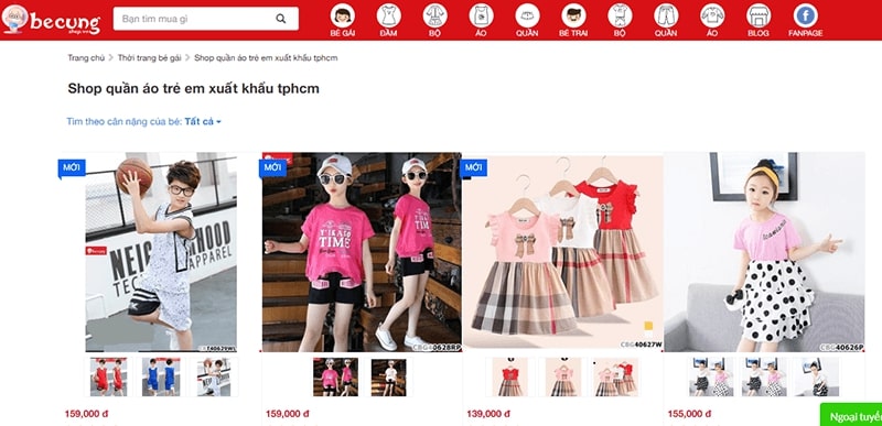 shop quần áo trẻ em xuất khẩu Bé Cưng Shop