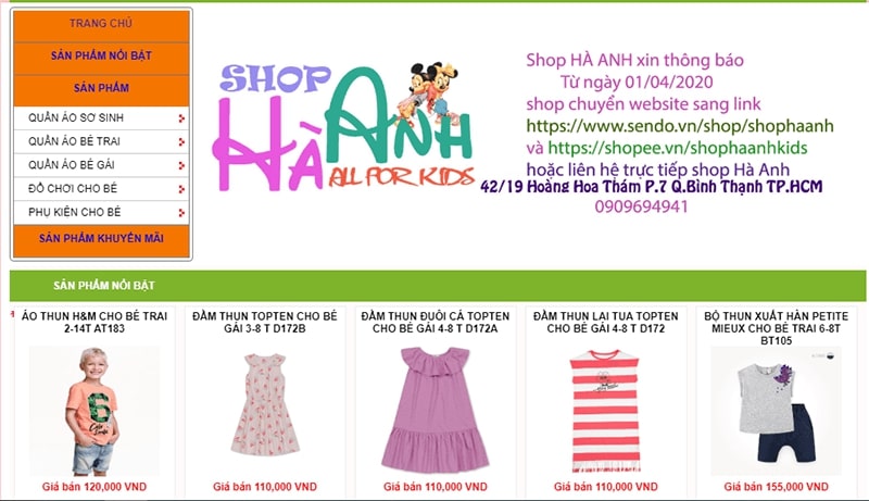 shop quần áo trẻ em xuất khẩu Shop Hà Anh