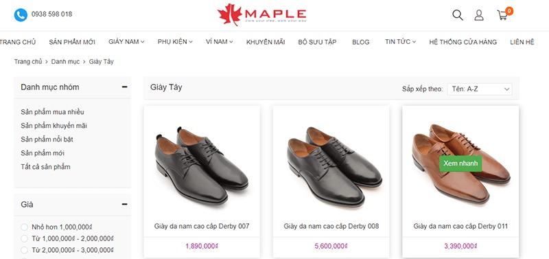 shop giày tây nam đẹp ở tphcm - Maple Shoes