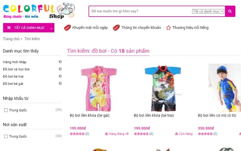 Muốn mua đồ bơi trẻ em ở Hà Nội là hàng nhập khẩu, hãy đến Colorful Shop